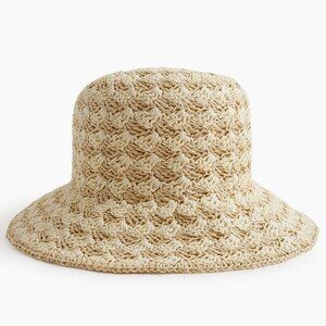 NWT J Crew Factory Patterned Crochet Woven Straw Bucket Hat